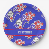 Assiettes En Carton Blue Home Run Baseball (Devant)