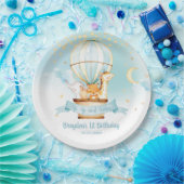 Assiettes En Carton Blue Hot Air Balloon Animaux Anniversaire (Fête)