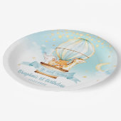 Assiettes En Carton Blue Hot Air Balloon Animaux Anniversaire (Angle)
