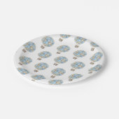 Assiettes En Carton Blue Hot Air Balloon Boy Baby shower (Angle)