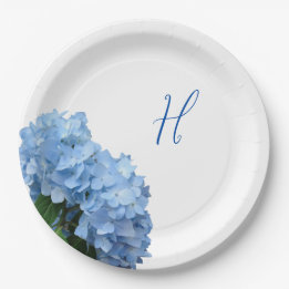 Assiettes En Carton Blue Hydrangea Fleurs Arrière - plan de bois