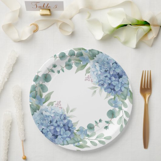 Assiettes En Carton Blue Hydrangea Floral Bridal Shower (Mariage)