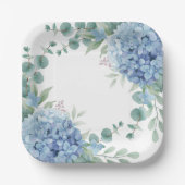 Assiettes En Carton Blue Hydrangea Floral Bridal Shower (Recto)