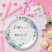 Assiettes En Carton Blue Hydrangea Floral Wedding (Fête)