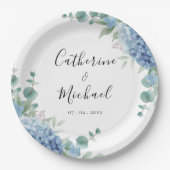 Assiettes En Carton Blue Hydrangea Floral Wedding (Devant)