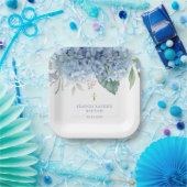 Assiettes En Carton blue Hydrangea flowers Baptism (Fête)