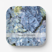 Assiettes En Carton Blue Hydrangea Flowers Mariage (Recto)