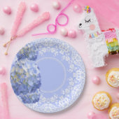 Assiettes En Carton Blue Hydrangea White Lace Party Wedding Reception (Fête)