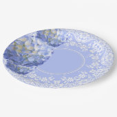Assiettes En Carton Blue Hydrangea White Lace Party Wedding Reception (Angle)