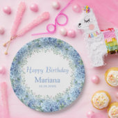 Assiettes En Carton Blue Hydrangeas aquarelle Floral Anniversaire (Fête)