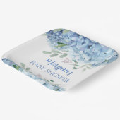 Assiettes En Carton Blue Hydrangeas Boy Baby shower Floral (Angulaire)
