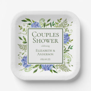 Assiettes En Carton Blue Hydrangeas Couples Douche