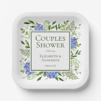 Assiettes En Carton Blue Hydrangeas Couples Douche