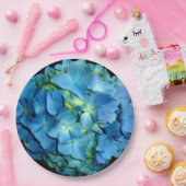 Assiettes En Carton Blue Hydrangeas | photo florale bleue (Fête)