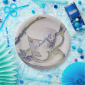 ASSIETTES EN CARTON BLUE IRIS TEACUP MONOGRAM PARTI (Fête)