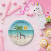 Assiettes En Carton Blue Italien Greyhound À Tropical Summer Beach (Fête)