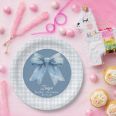 Assiettes En Carton Blue Jean Baby Boy Baby Shower Gingham Paper Plat (Fête)