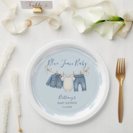 Assiettes En Carton Blue Jean Baby shower Baby Outfit (Mariage)
