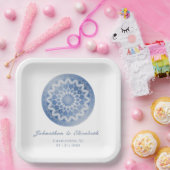 Assiettes En Carton Blue Lace Mandala Wedding (Fête)