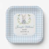 Assiettes En Carton Blue Little Bunny Boy En vichy Baby shower Boho (Recto)