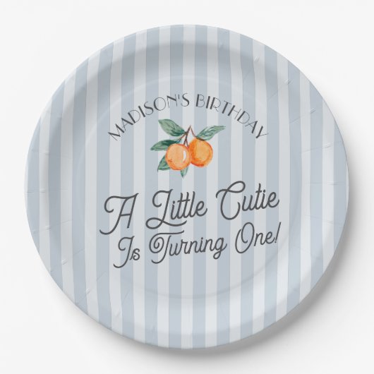 Assiettes En Carton Blue Little Cutie Pastel Citrus Anniversaire (Devant)