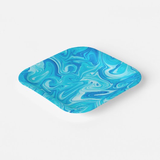 Assiettes En Carton Blue Marbelized Peinture Art moderne Hanoukka Fun (Angulaire)