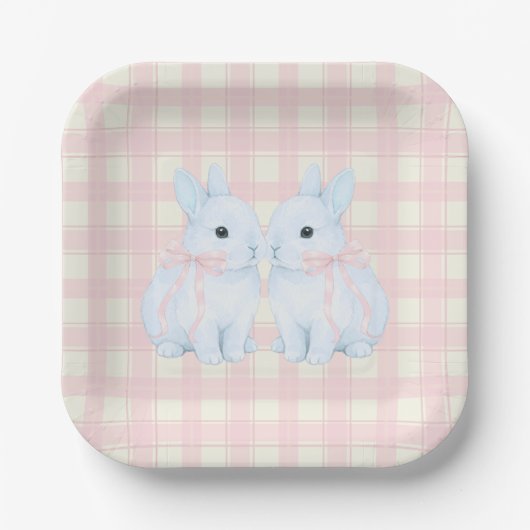 Assiettes En Carton Blue Marshmallow Bunny Rabbits Easter (Recto)