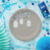 Assiettes En Carton Blue Mason Jar Burlap Boys Baby shower (Fête)