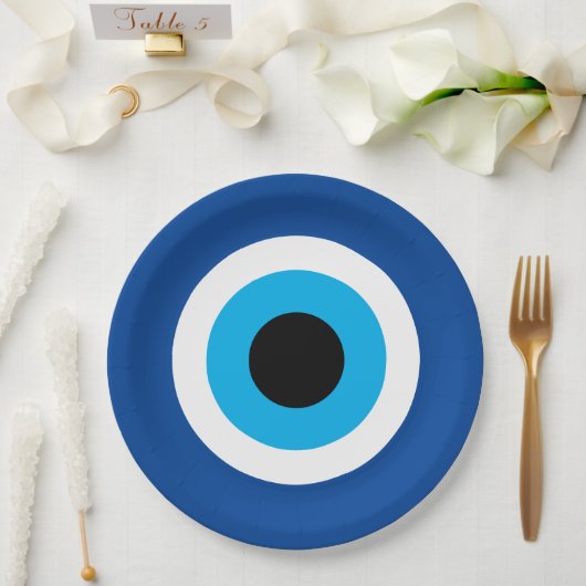 Assiettes En Carton Blue Mati Evil Eye Nazar mariage (Mariage)
