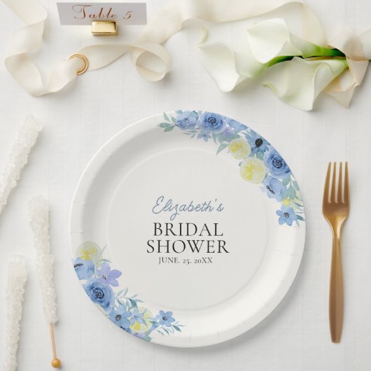 Assiettes En Carton Blue Mediterranean Lemon Bridal shower (Mariage)