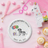 Assiettes En Carton Blue Merle Mini Goldendoodle Cartoon Chien Anniver (Fête)