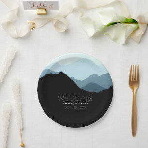 Assiettes En Carton Blue Mountain Range, Mariage rustique