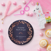 Assiettes En Carton Blue Navy Rose Rose Gold Gris Noël (Fête)