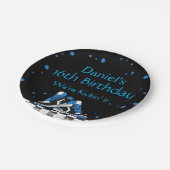 Assiettes En Carton Blue Neon Sneaker Birthday, Glitter  (Angle)