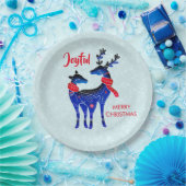 Assiettes En Carton Blue Nordic Christmas Reindeer Pair (Fête)