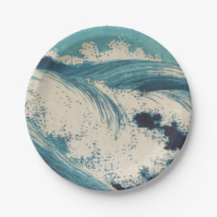 Assiettes En Carton Blue Ocean Waves Bois japonais