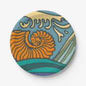 Assiettes En Carton Blue Ocean Waves Nautilus Seashell Motif Nouveau (Devant)