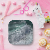 Assiettes En Carton Blue ocean with drawn hearts (Fête)