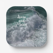 Assiettes En Carton Blue ocean with drawn hearts (Recto)