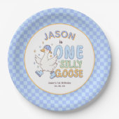 Assiettes En Carton Blue One Silly Goose - Retro Boy First Birthday (Devant)