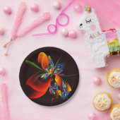 Assiettes En Carton Blue Orange Floral Moderne Art Abstrait Motif #03 (Fête)