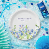 Assiettes En Carton Blue Oublie moi pas Mariage aquarelle (Fête)