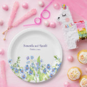 Assiettes En Carton Blue Oublie moi pas Mariage aquarelle (Fête)