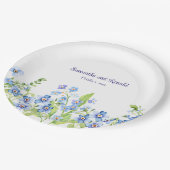 Assiettes En Carton Blue Oublie moi pas Mariage aquarelle (Angle)
