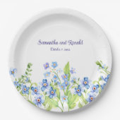 Assiettes En Carton Blue Oublie moi pas Mariage aquarelle (Devant)