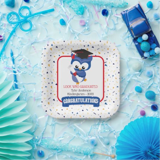 Assiettes En Carton Blue Owl Kindergarten Graduation (Fête)