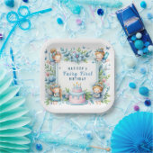 Assiettes En Carton Blue Pastel Floral Fairy First Birday - (Fête)