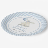 Assiettes En Carton Blue Pastel Nautical Sail Bateau 1er Anniversaire (Angle)