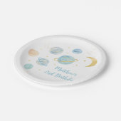 Assiettes En Carton Blue Pastel Two Moon Space Anniversaire (Angle)