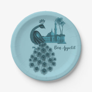Assiettes En Carton Blue Peacock